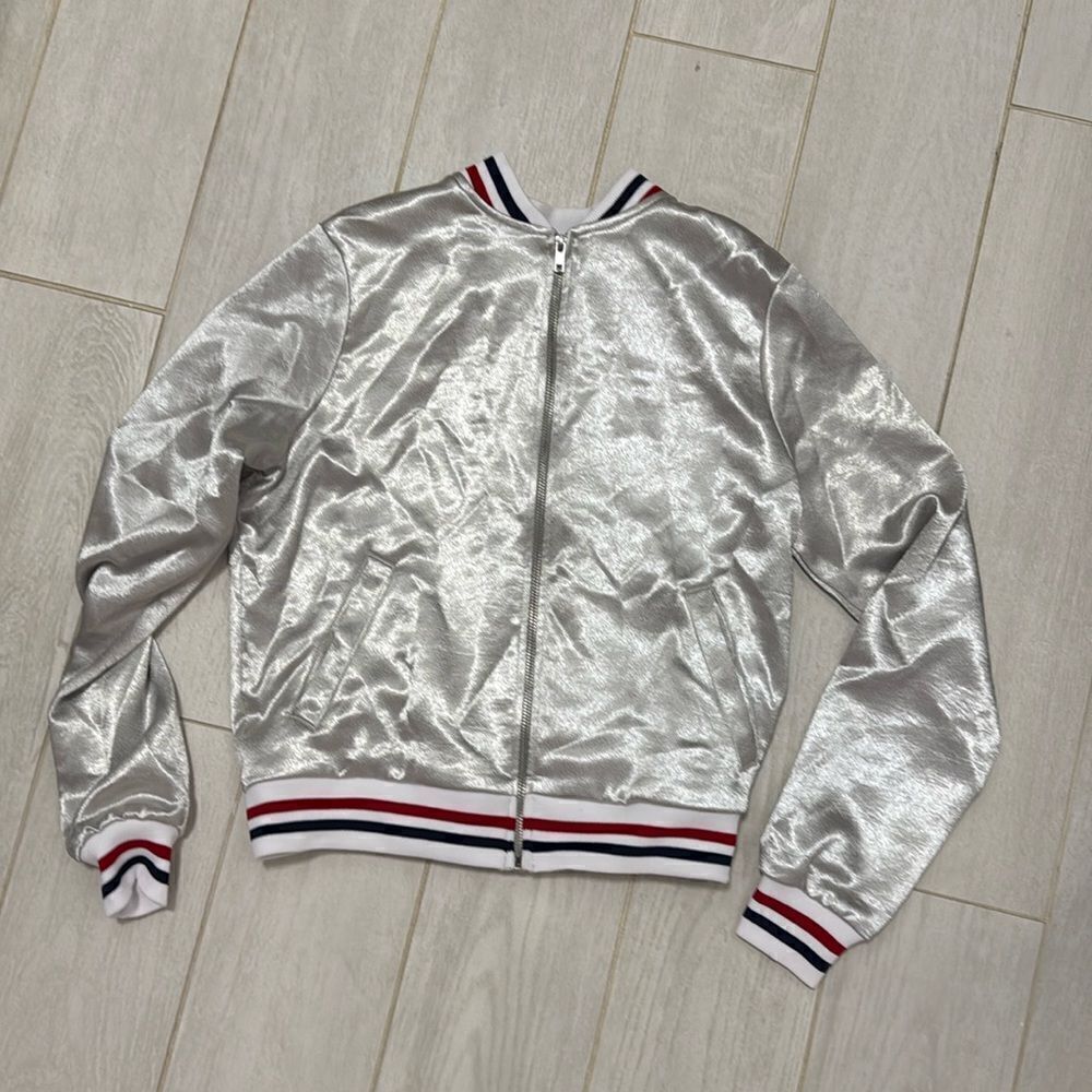American apparel  XS silver bomber